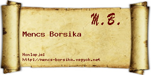 Mencs Borsika névjegykártya